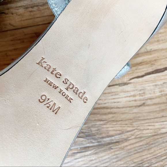 Kate Spade Giulia Silver Flower Appliqué Heels 9.5 - Picture 8 of 8